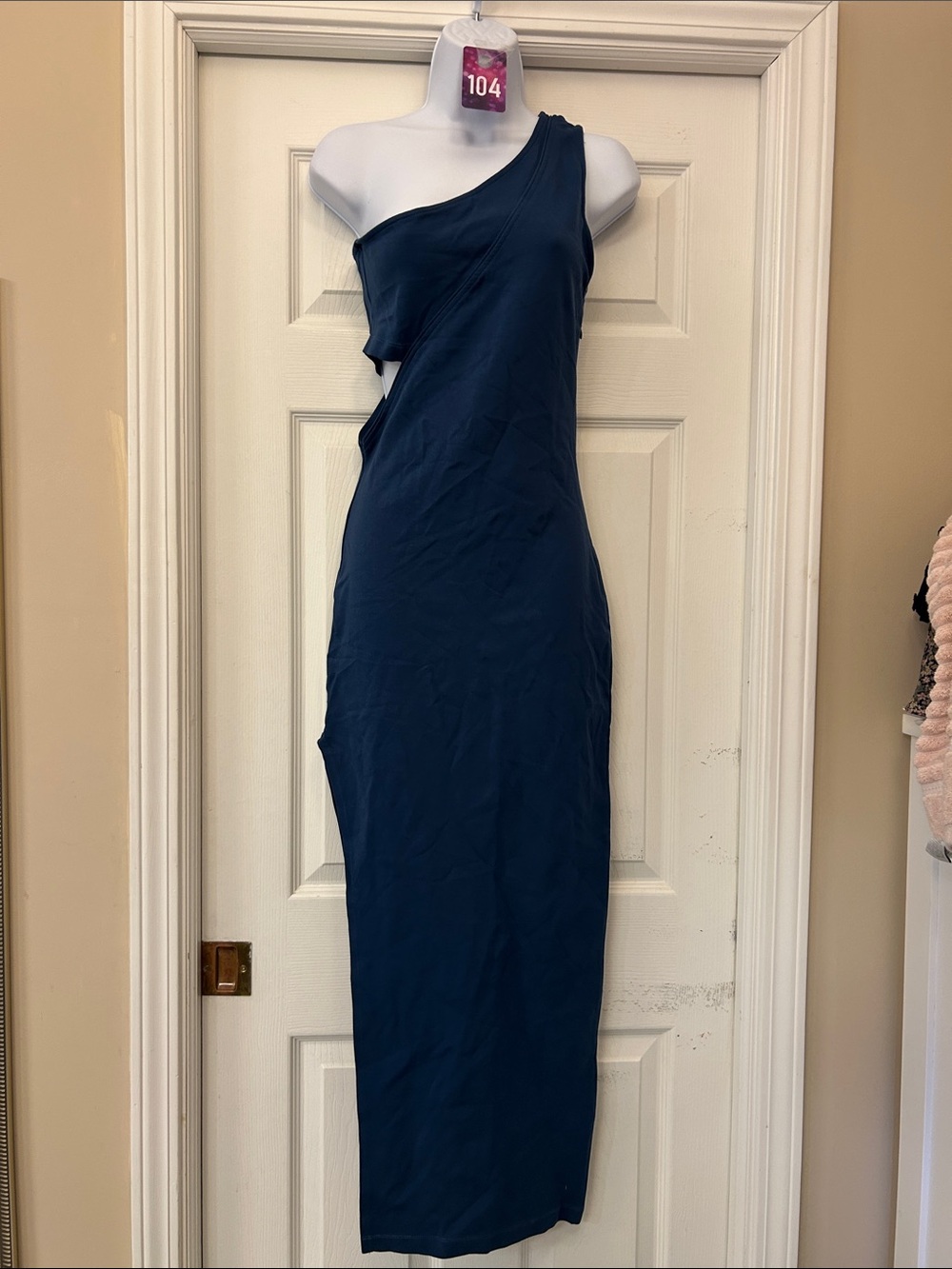 Socialite One-Shoulder Midnight Blue Maxi Dress